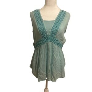 Coconut girl Medium light blue tank Y2K babydoll top crochet 90s boho  fairy‎